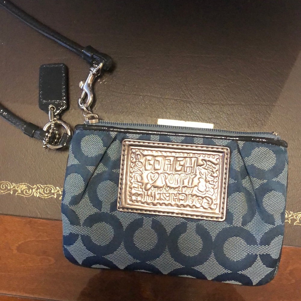 Blue coach wristlet